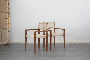 Kursi Makan, Kursi Cafe Kayu Jati Kombinasi Anyaman Lum PF-KRS 010 - Image 4