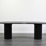 Black Oval Dinning Table, Black Oval Table Teak Wood PF-MEJ 008