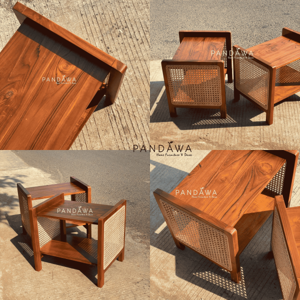 Pandawa - meja kayu rotan